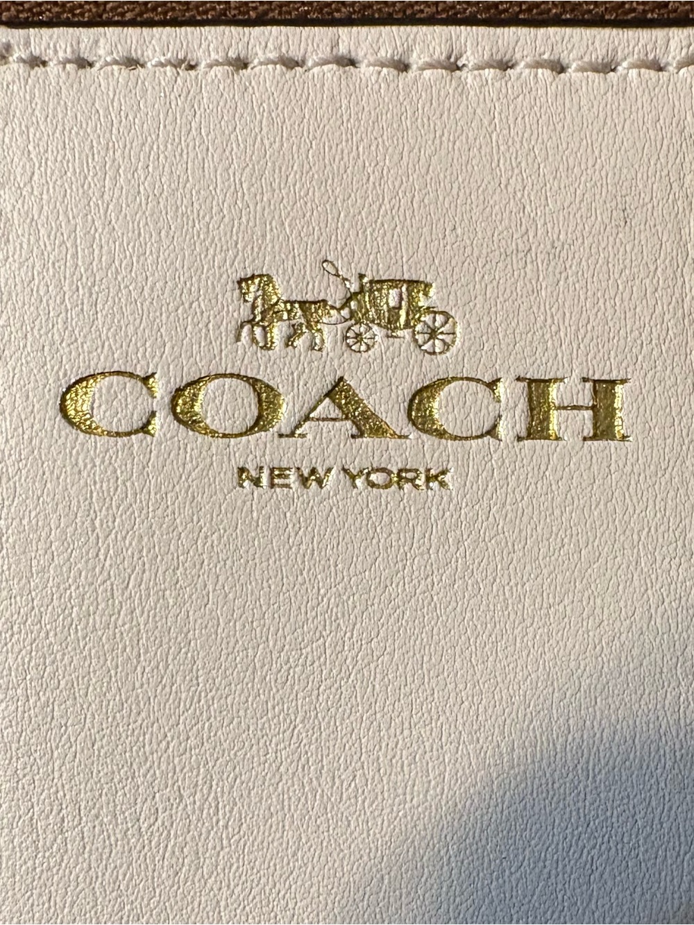 Coach wristlet Corner Zip signature canvas pattern Tan chalk-white center stripe - Picture 7 of 7